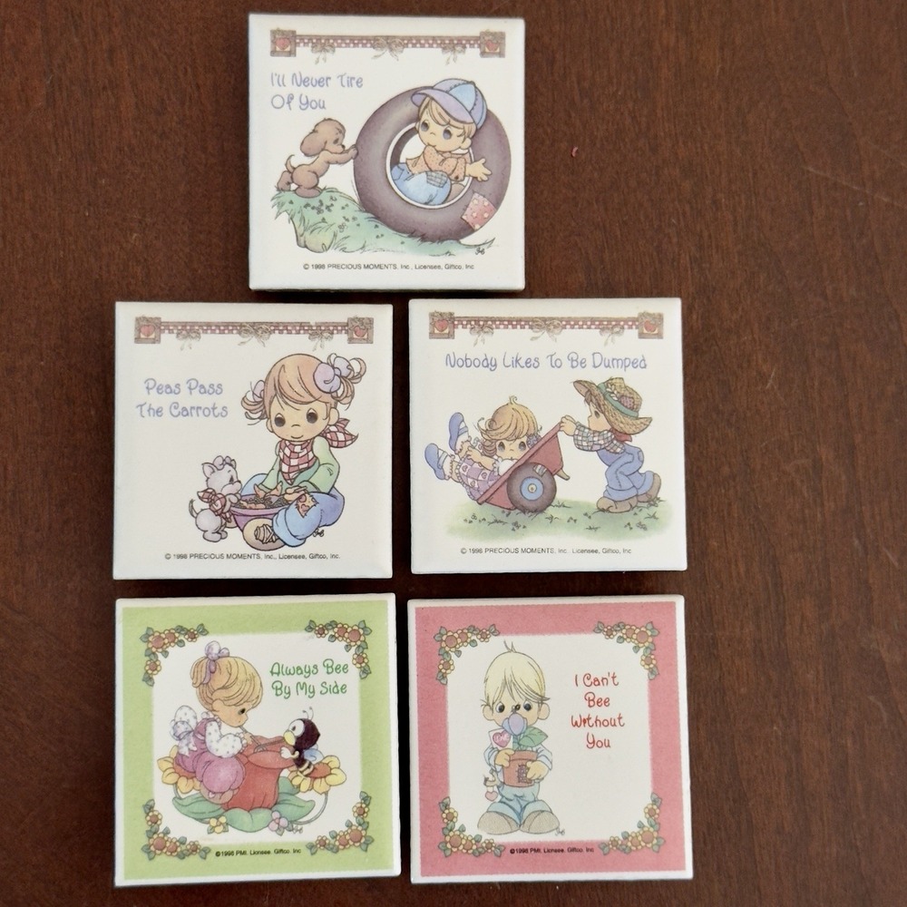 Vintage Precious Moments Tile Magnets Lot of‎ 5